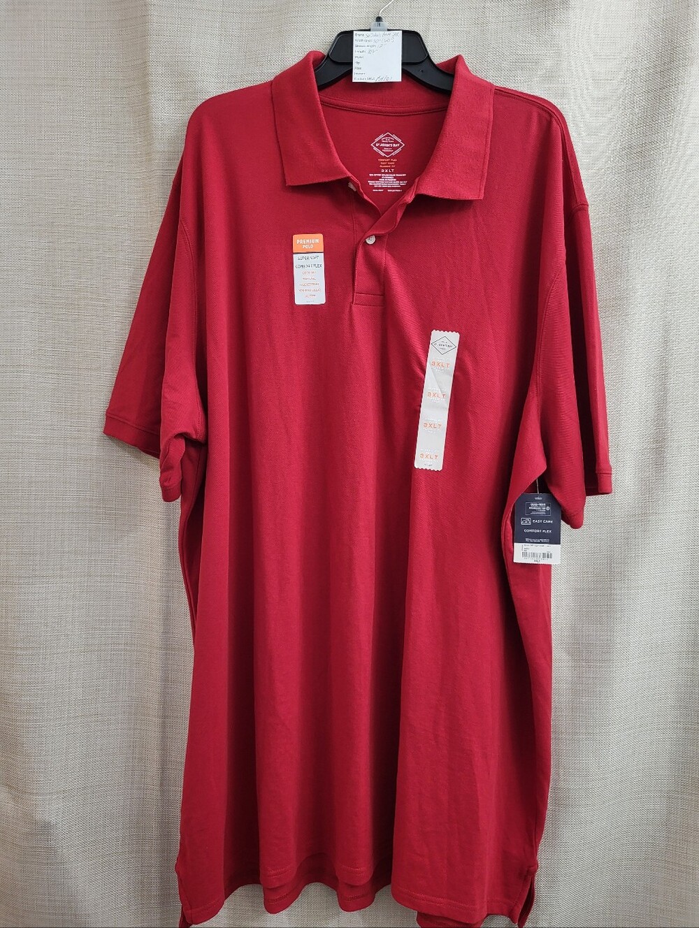 St. John's Bay Men's Short Sleeve Red Premium Polo Comfort Flex Size 3 XLT